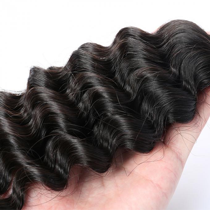 Tessuto vergine brasiliano il nero naturale dei capelli di estensione vergine regolare e morbida di Wave profondo dei capelli