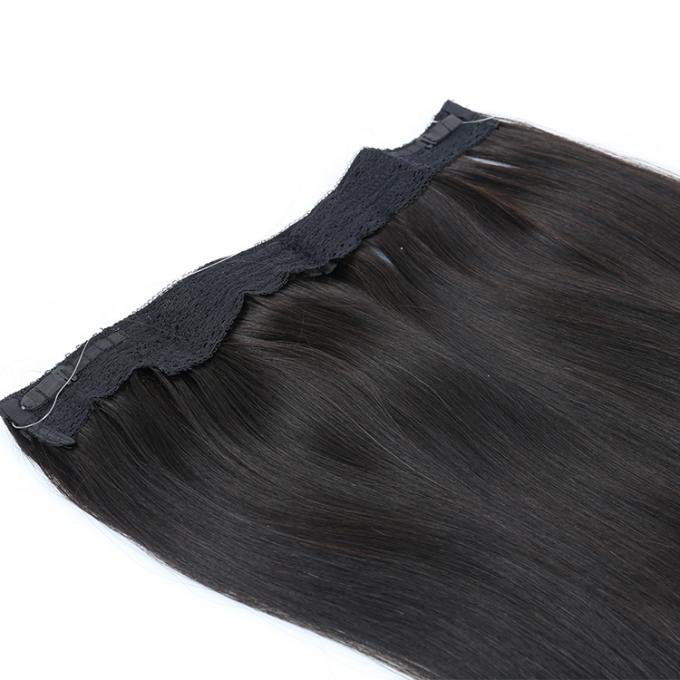 Vibrazione nel pizzo nero stabilito dell'un pezzo solo di estensione dei capelli di alone con la clip del cavo del pesce nell'estensione dei capelli umani